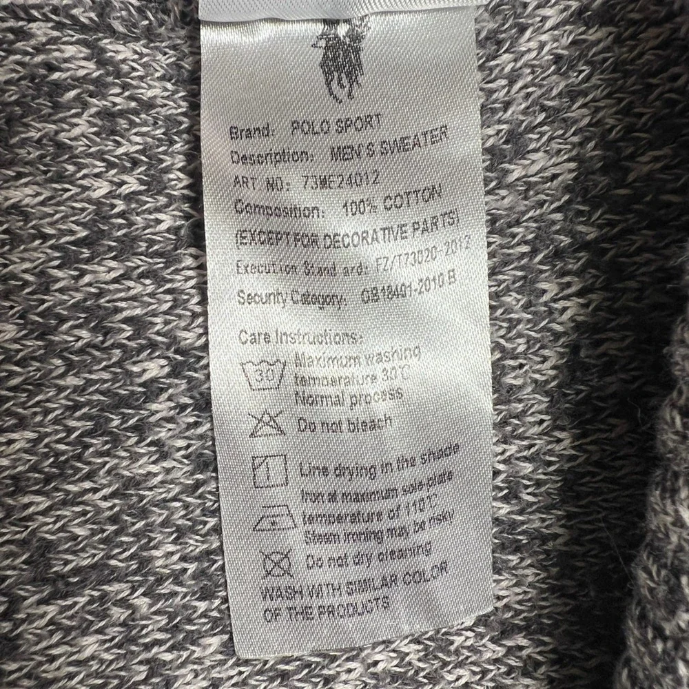 Polo Sport Ralph‎ Lauren Mens Grey Marl Full Zip Cardigan Sweater Pony Logo M